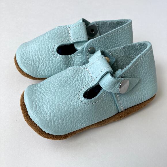 Mon Petit Original Soft Sole T-Strap - Pale Aqua or Robin's Egg - 4 - Picture 2 of 6